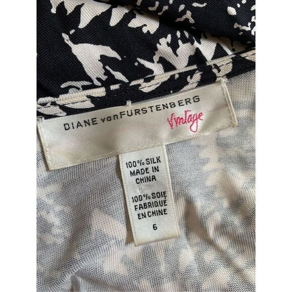 Diane Von Furstenberg Julian Silk Jersey Wrap Dress Black, White Size 6 - Picture 9 of 12